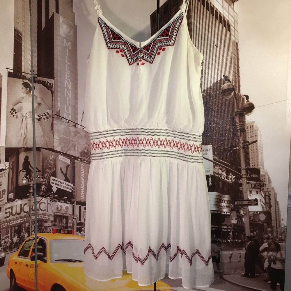 White blousey embroidered dress